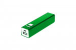 Batería externa metalico rectangular con una capacidad de 2200 mAh o 2600 mAh, verde