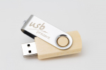 Pendrive USB de madera (color claro) Twister para grabar el logo