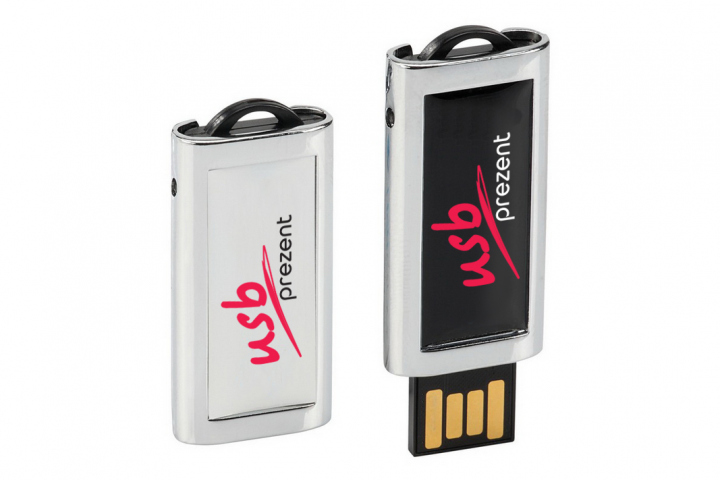Memoria USB de plástico y metal con un adhesivo P40-SLIM-doming
